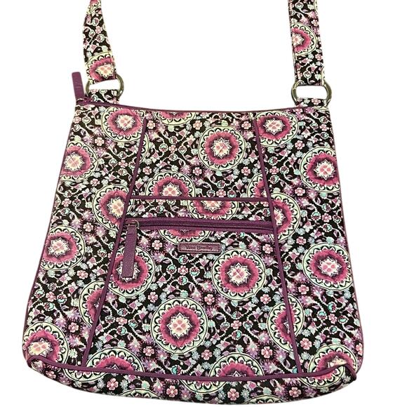 Vera Bradley Signature Cotton Hipster Crossbody Bag Purple Geometric Boho Hippie - Picture 1 of 5